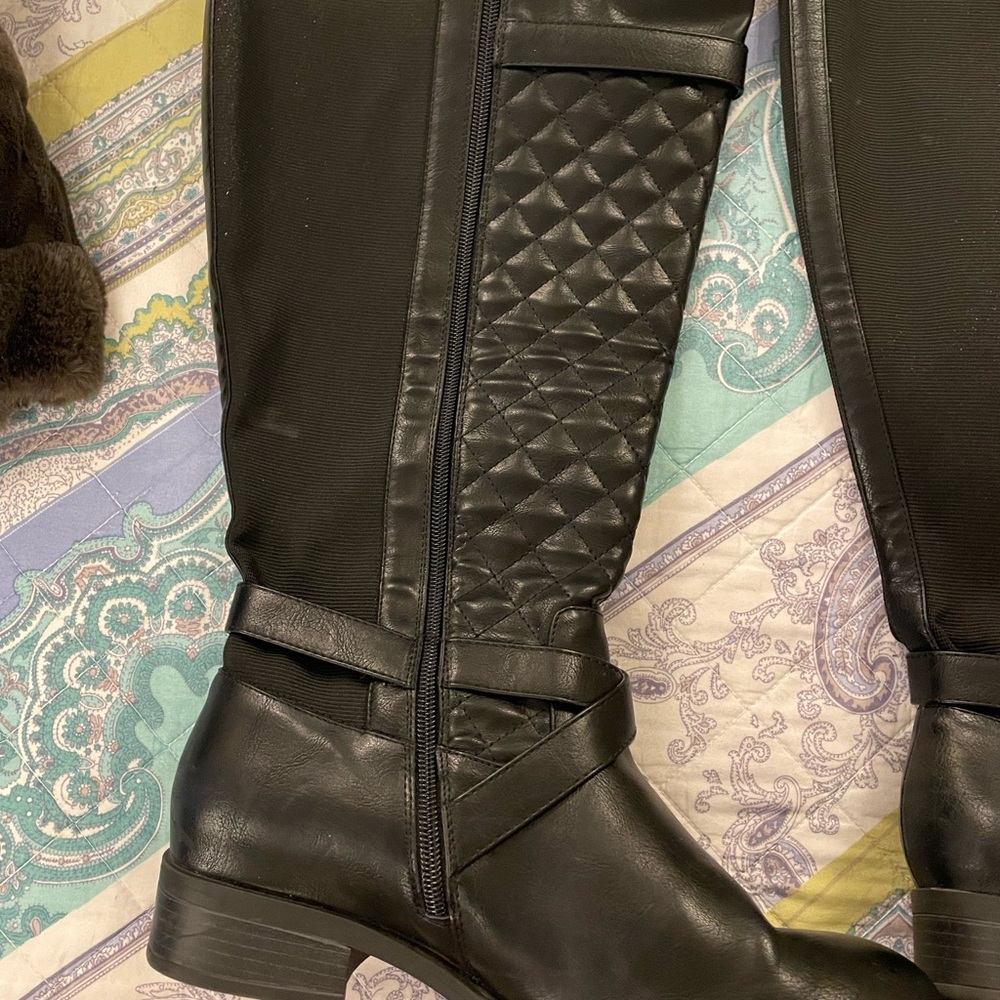 Torrid Black Quilted Wide Calf Boots
